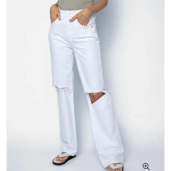 NWT Redone 90s High Rise Loose White Jeans - Picture 1 of 9